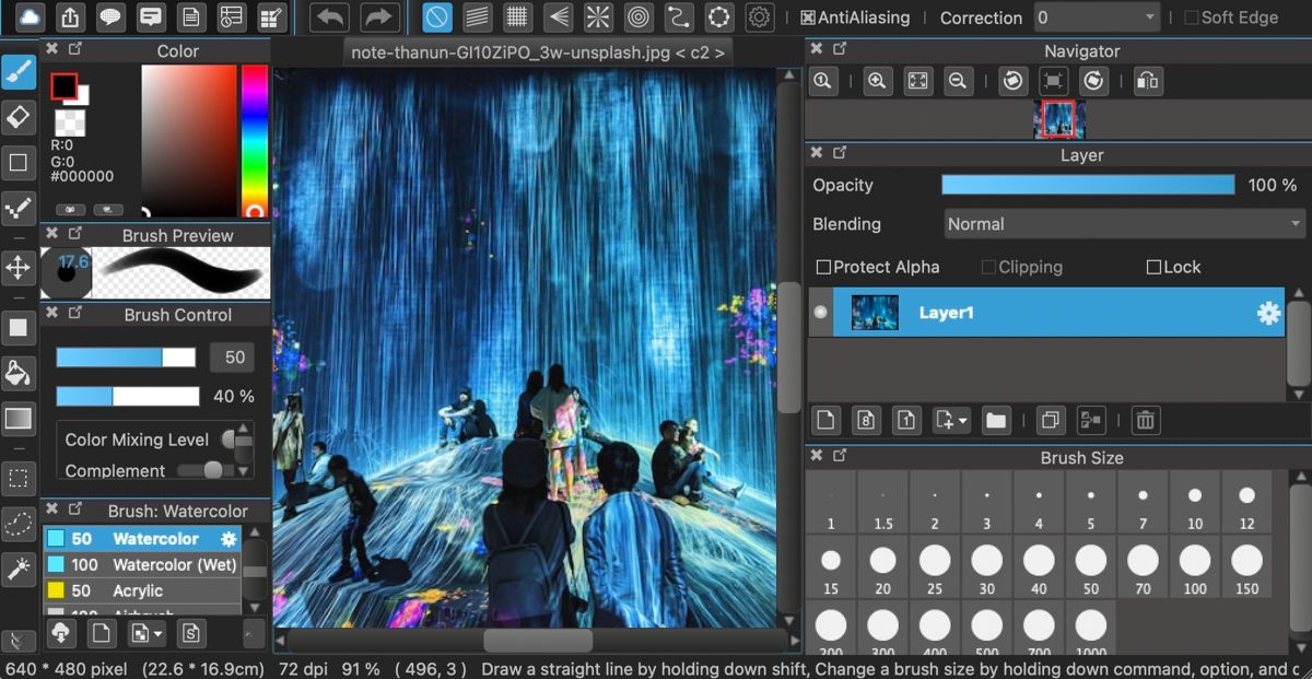 MediBang Paint interface with art showing