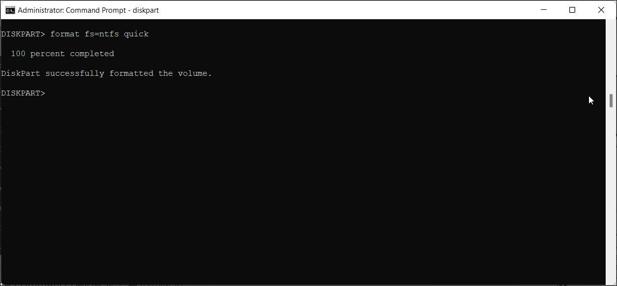 quick format ntfs usb drive command prompt