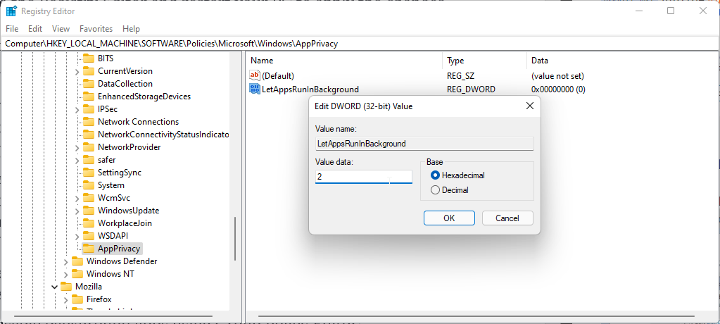 registry editor data 2