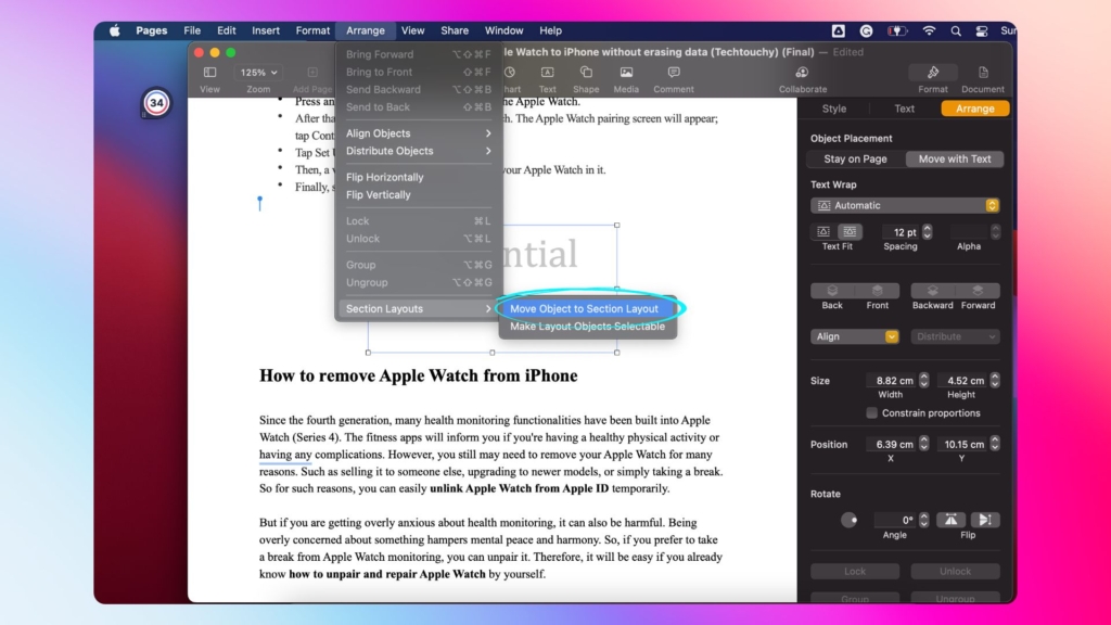 step by step process on how to add a watermark in Pages on Mac 02