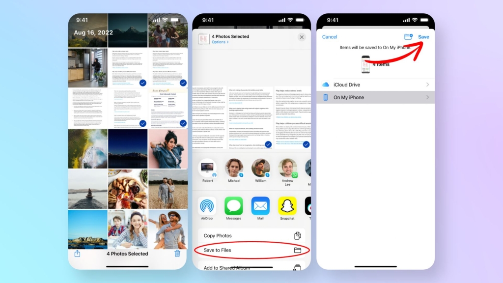 steps on how to make multiple pictures into a PDF on iPhone using the Files app