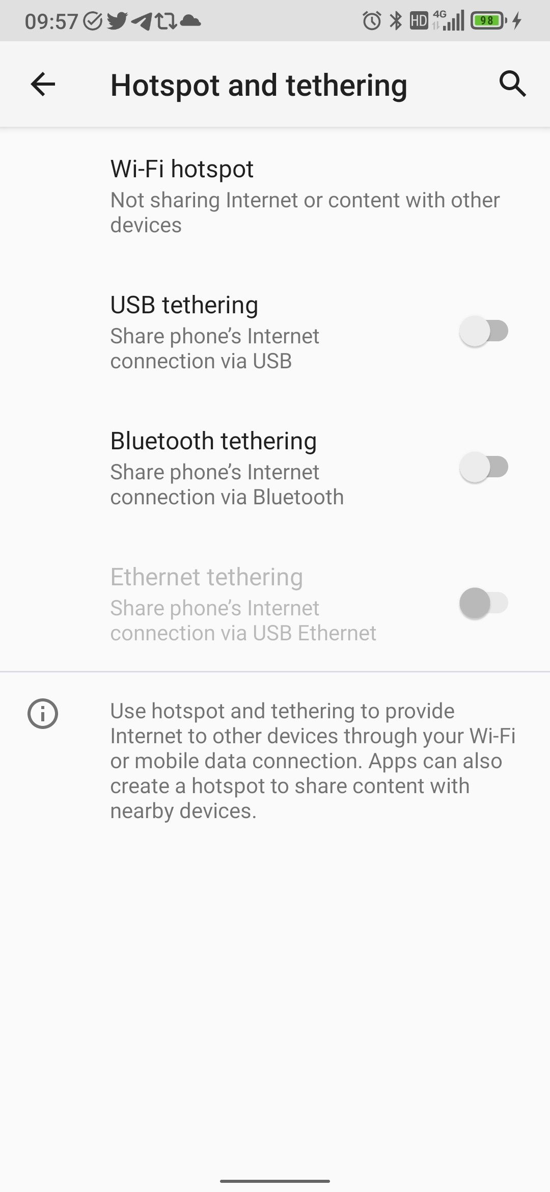 Bluetooth tethering off