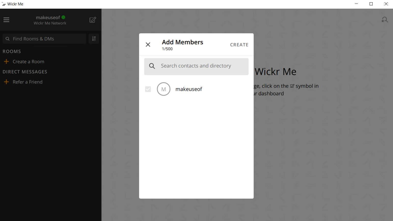 A screenshot of the Add Members feature in Wickr app 