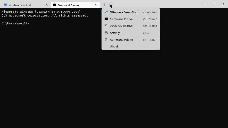 multiple tabs in the windows terminal app