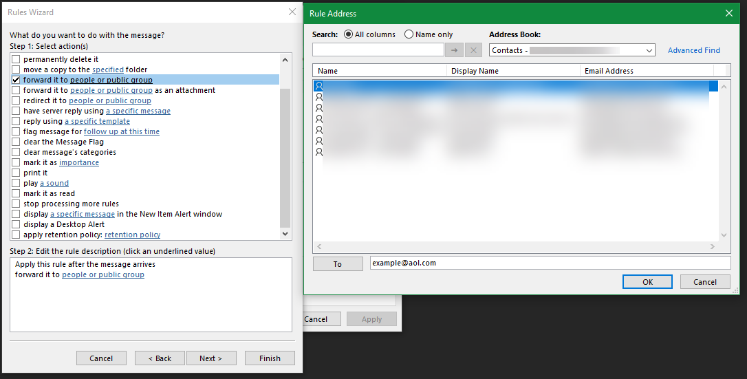 Outlook Rule To Forwarding Address