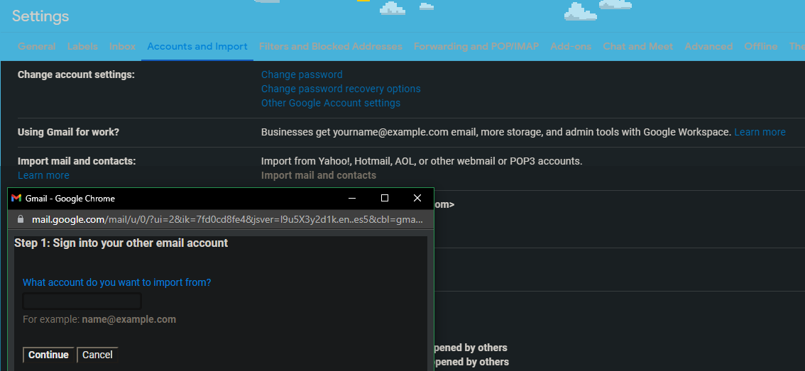 Gmail Import Mail Account