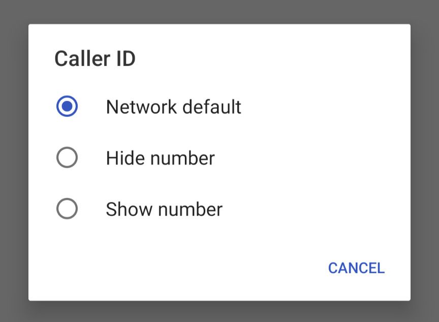 Caller ID options in Android