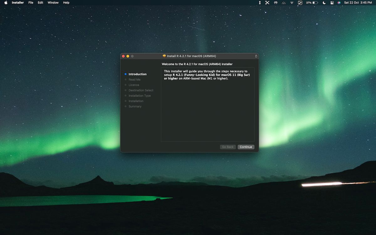 R installer running on a Mac