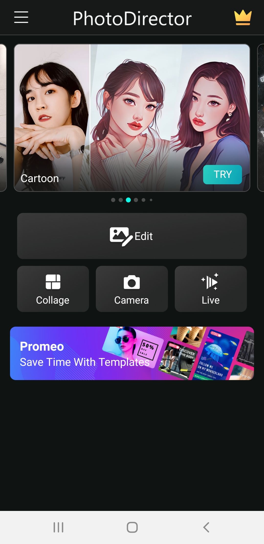 Screenshot of PhotoDirector home