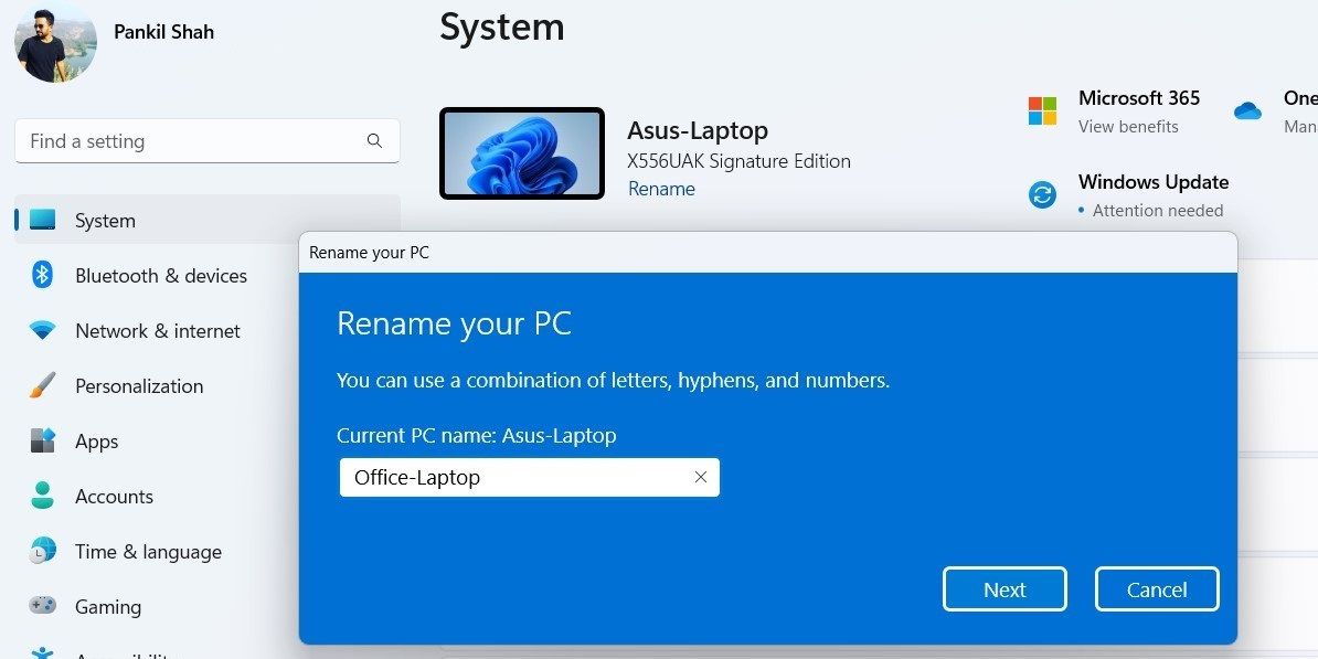 Rename Windows 11 PC via Settings App