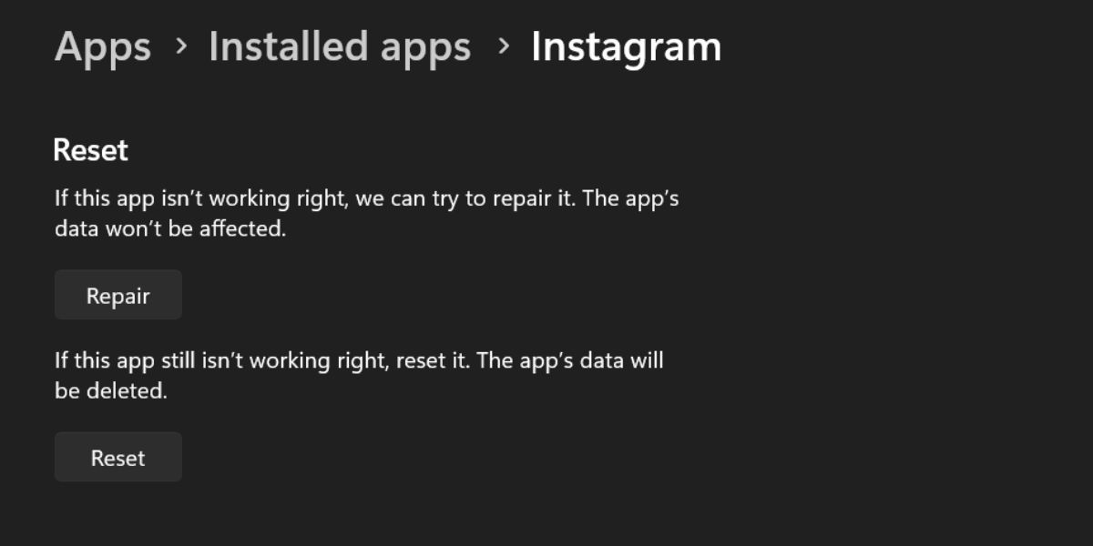 Repair the Instagram App