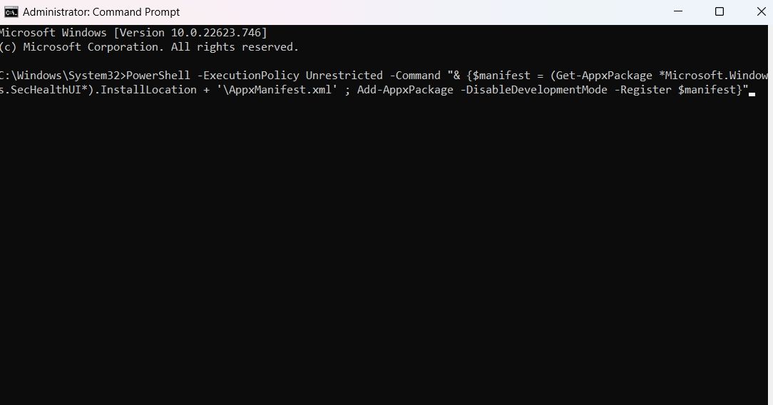 Command to Reset Windows Security in CMD