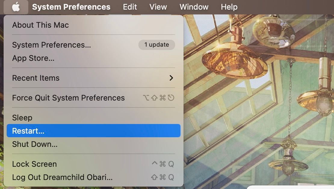 Restart Button on Apple Menu Bar