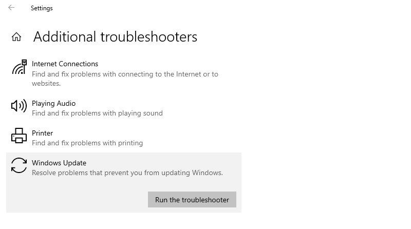 Run Windows Update Troubleshooter