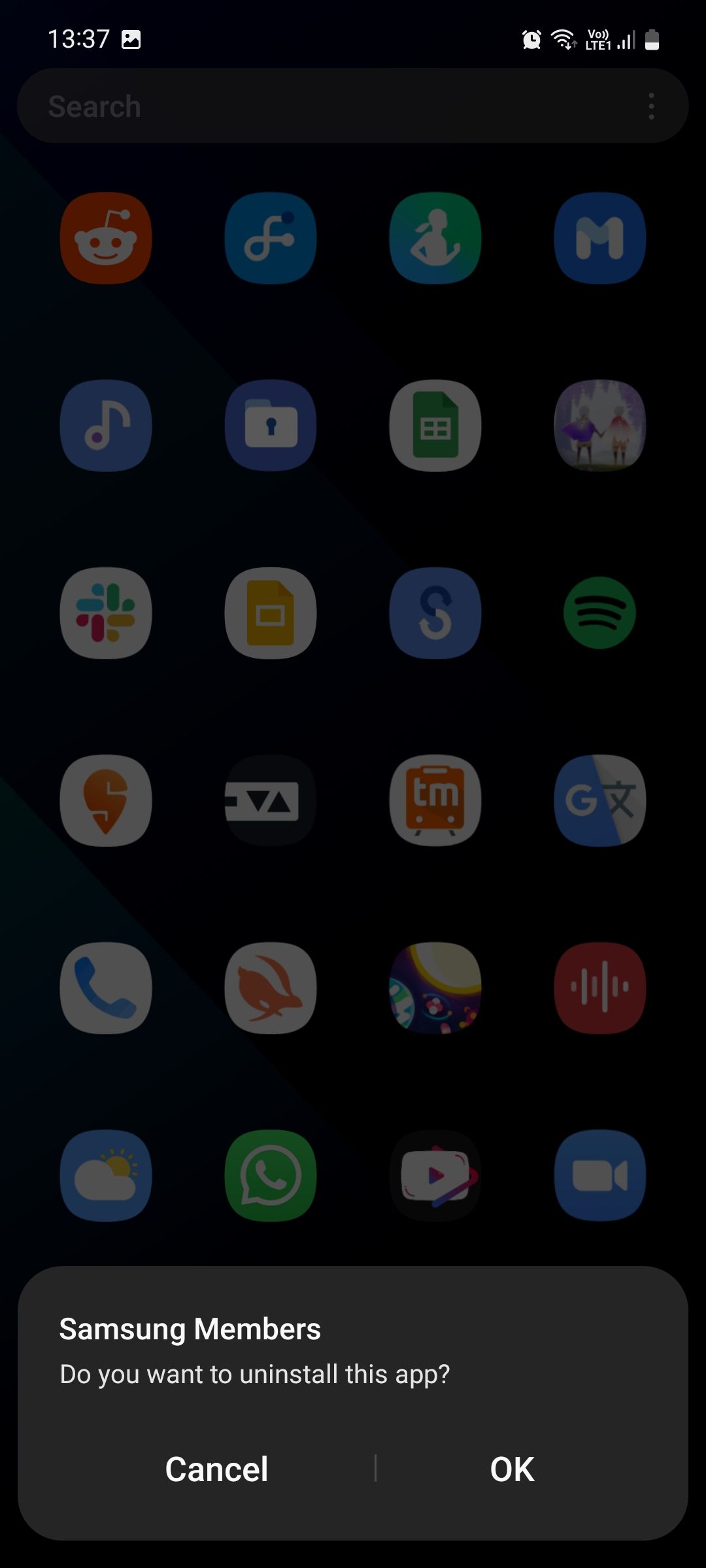 Samsung uninstall apps prompt