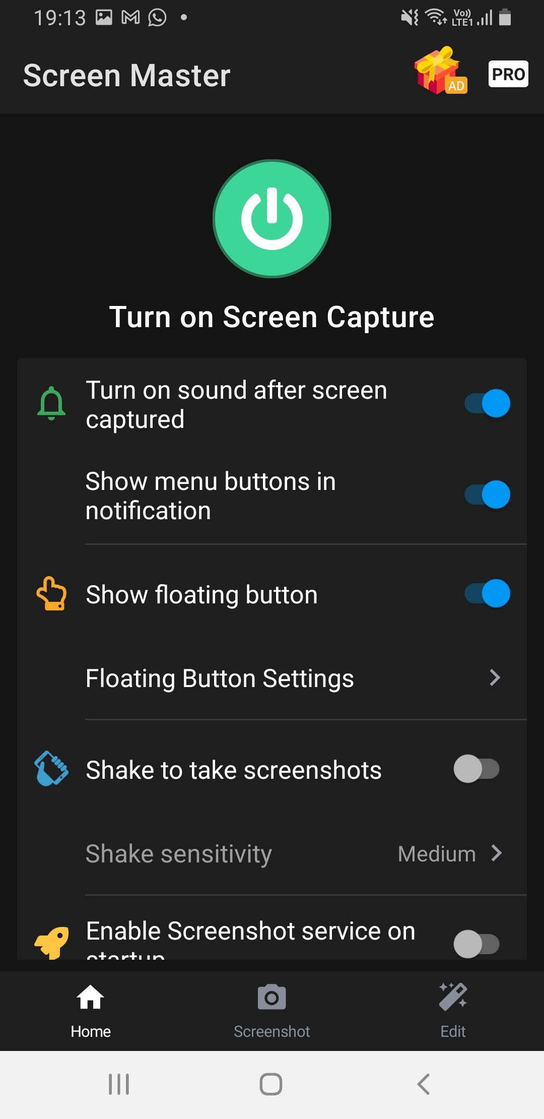 Screenshot of Screen Master interface