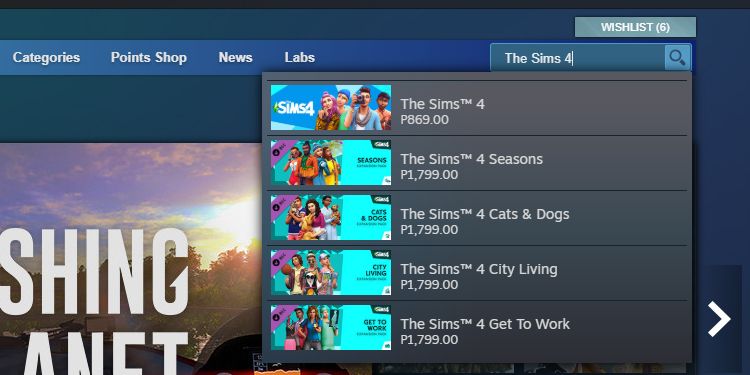 The Sims 4 results on Steam screenshot