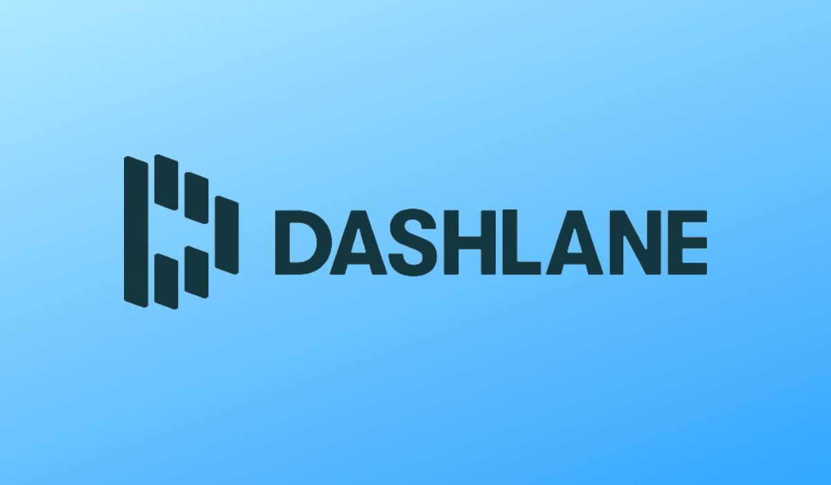 Dashlane logo seen on blue background