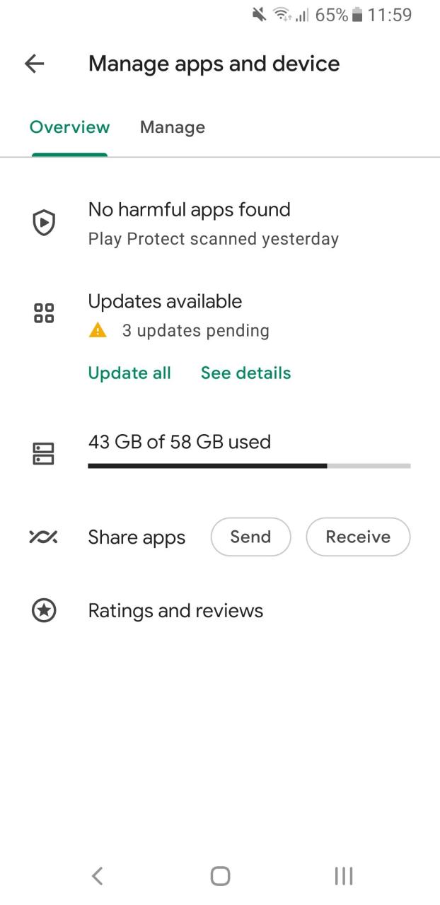 google play store manage apps