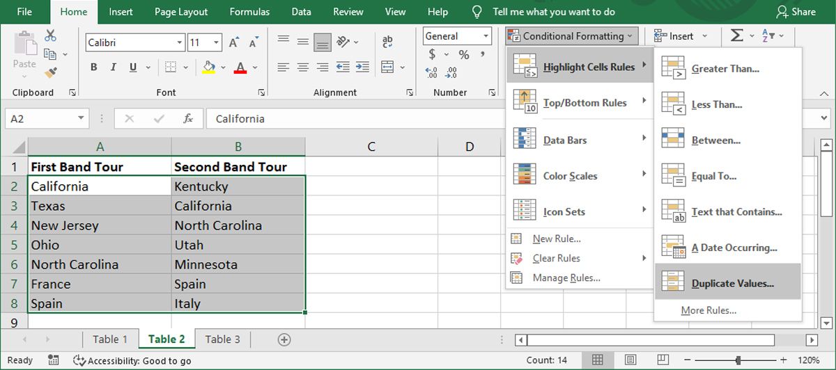 Highlight duplicate data in Excel