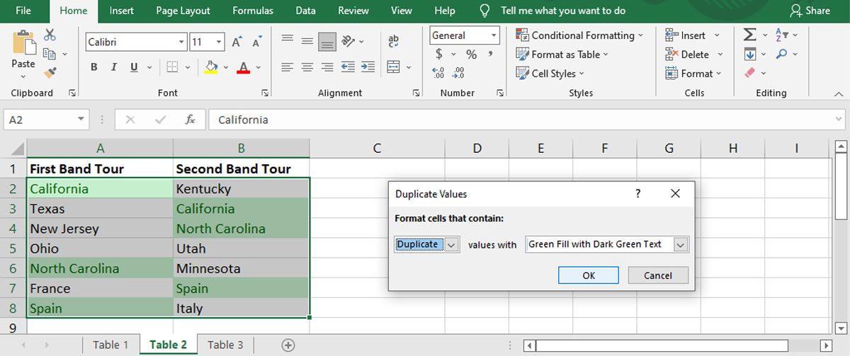 Highlight duplicated data in Excel