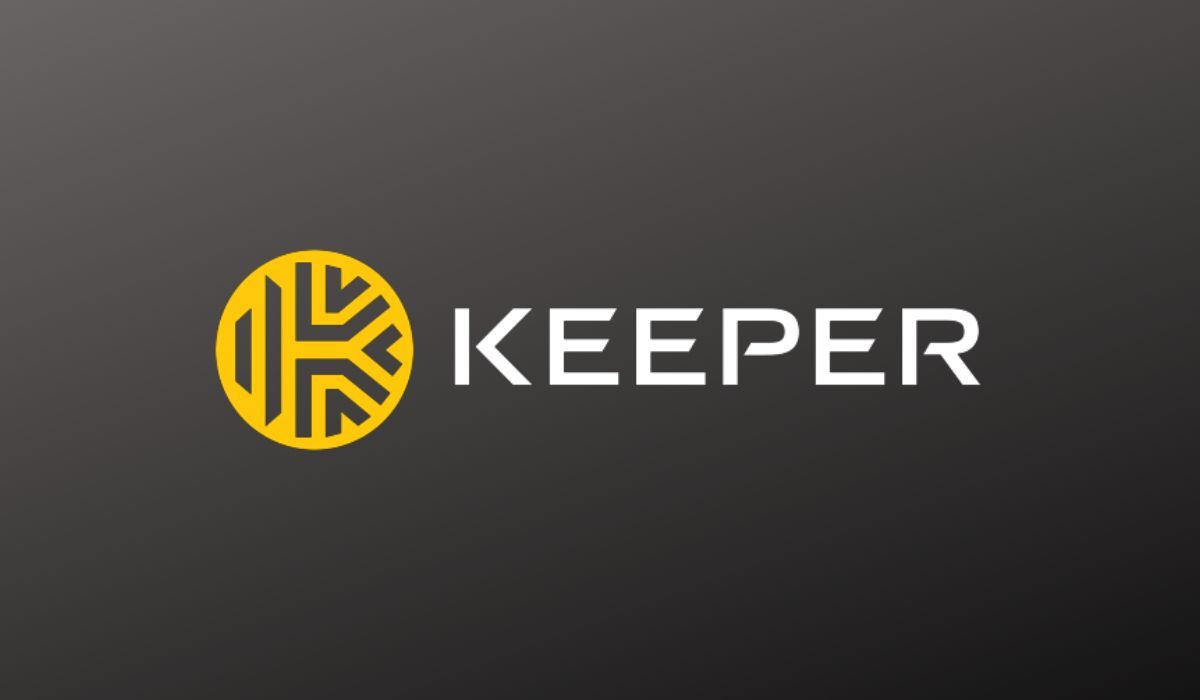 Keeper password manager logo seen on black background