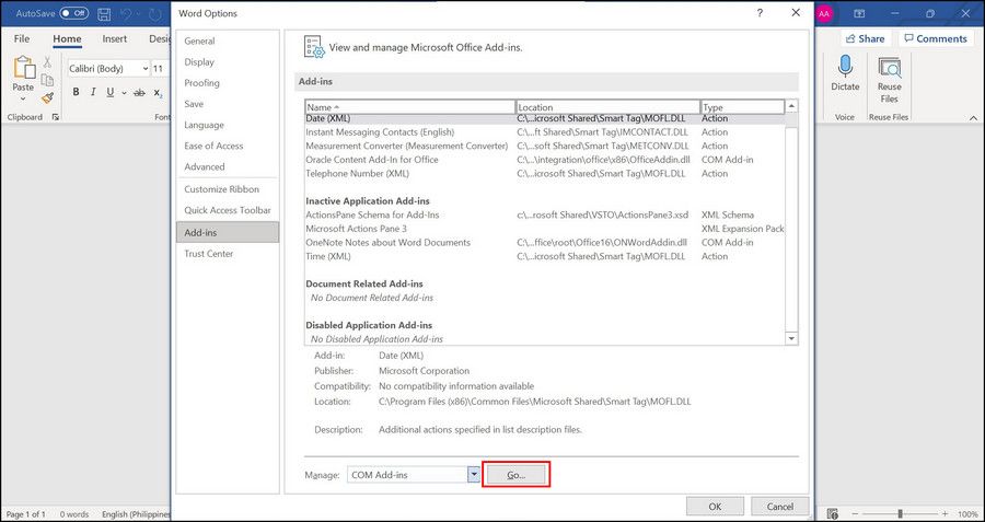ms-word-add-ins-manage-go