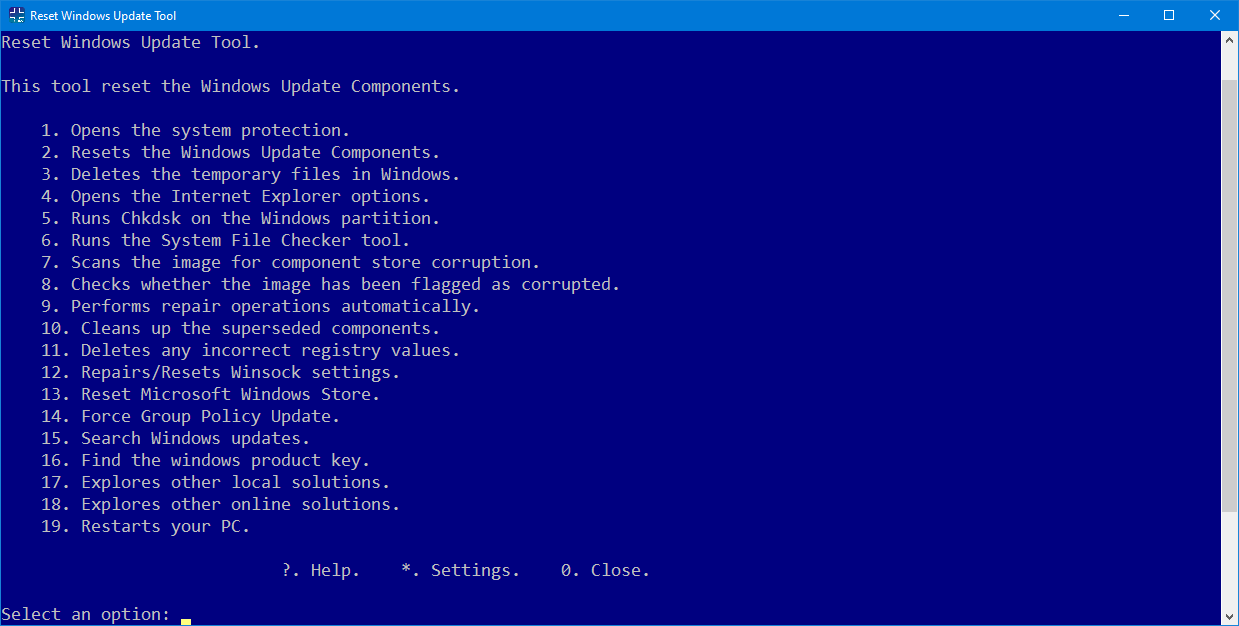 reset windows update tool
