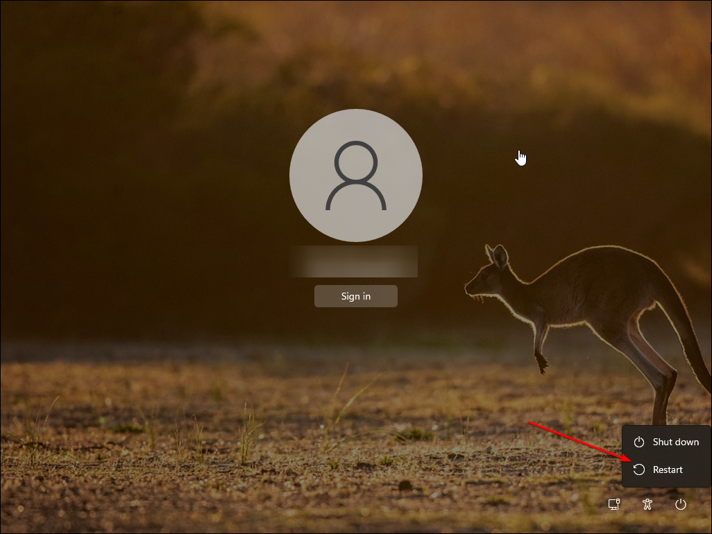 restart login screen windows 11