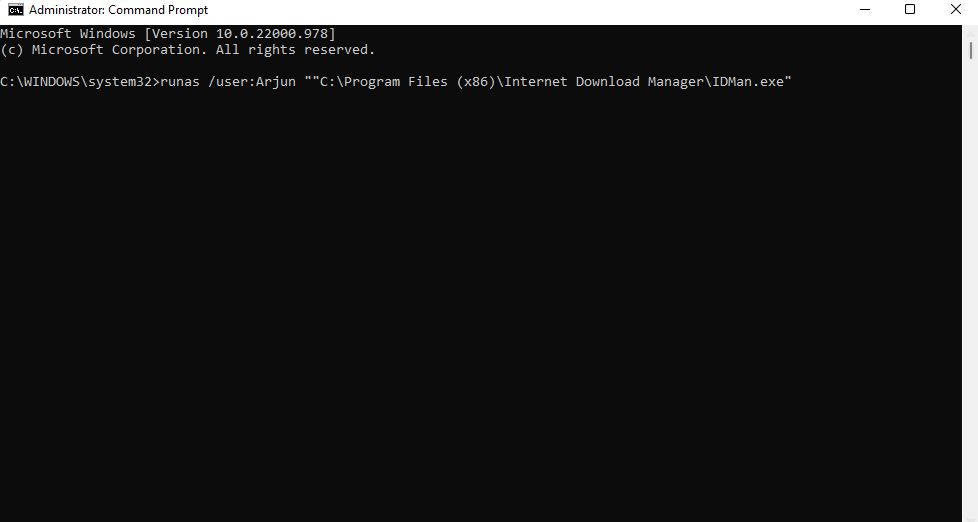 using command prompt to run an app as a different user