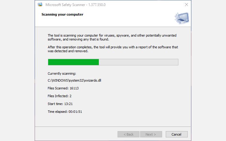 Malware scan in Microsoft Safety Scanner