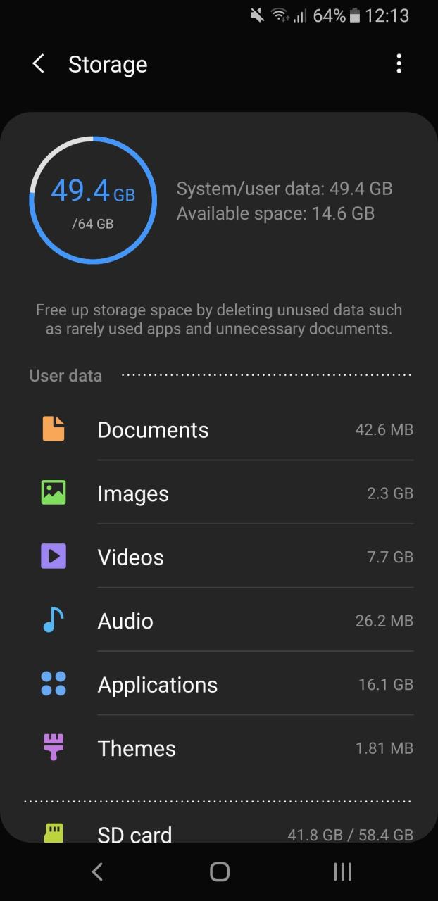 samsung phone storage