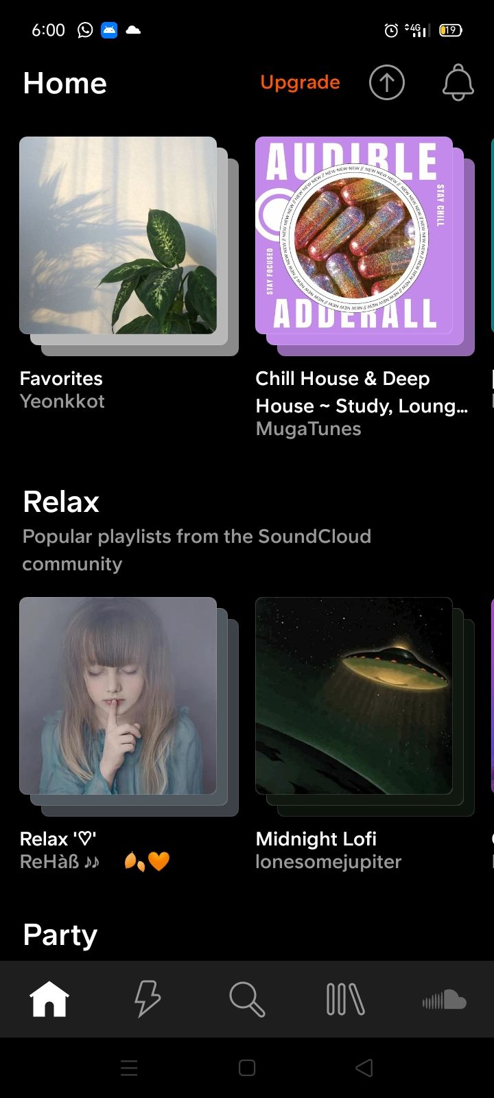 screenshot of soundcloud homescreen