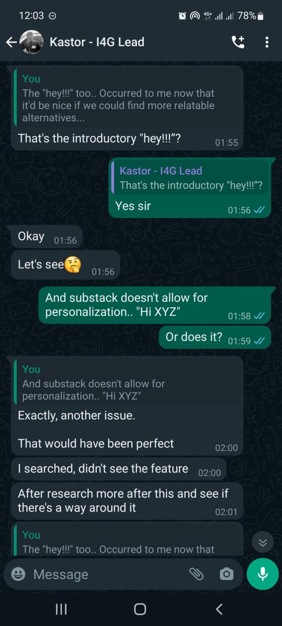 screenshot showing whatsapp conversation