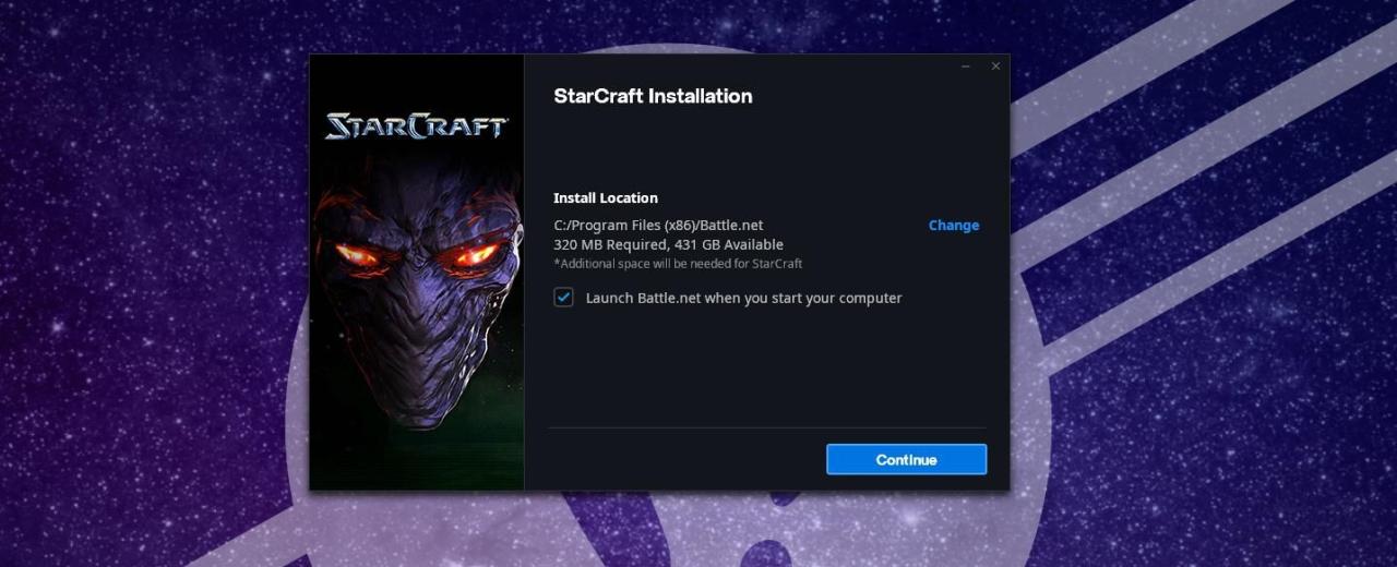 starcraft install via wine