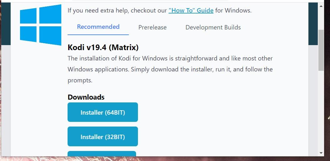 The Installer (64BIT) option 