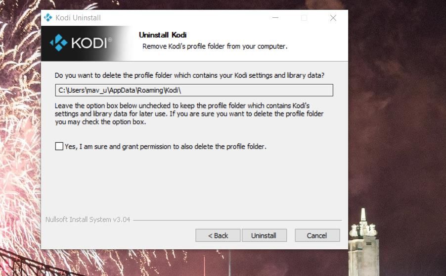 The Kodi Uninstall wizard