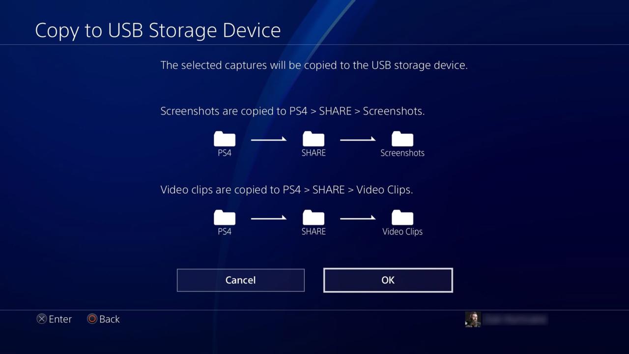 PS4 USB save location screen