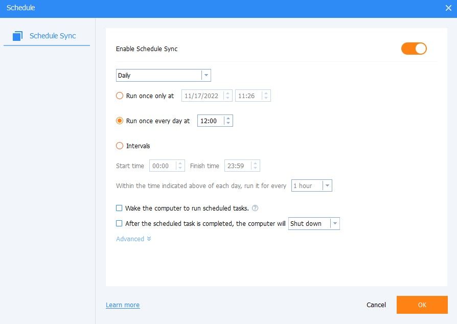 AOMEI Schedule Sync