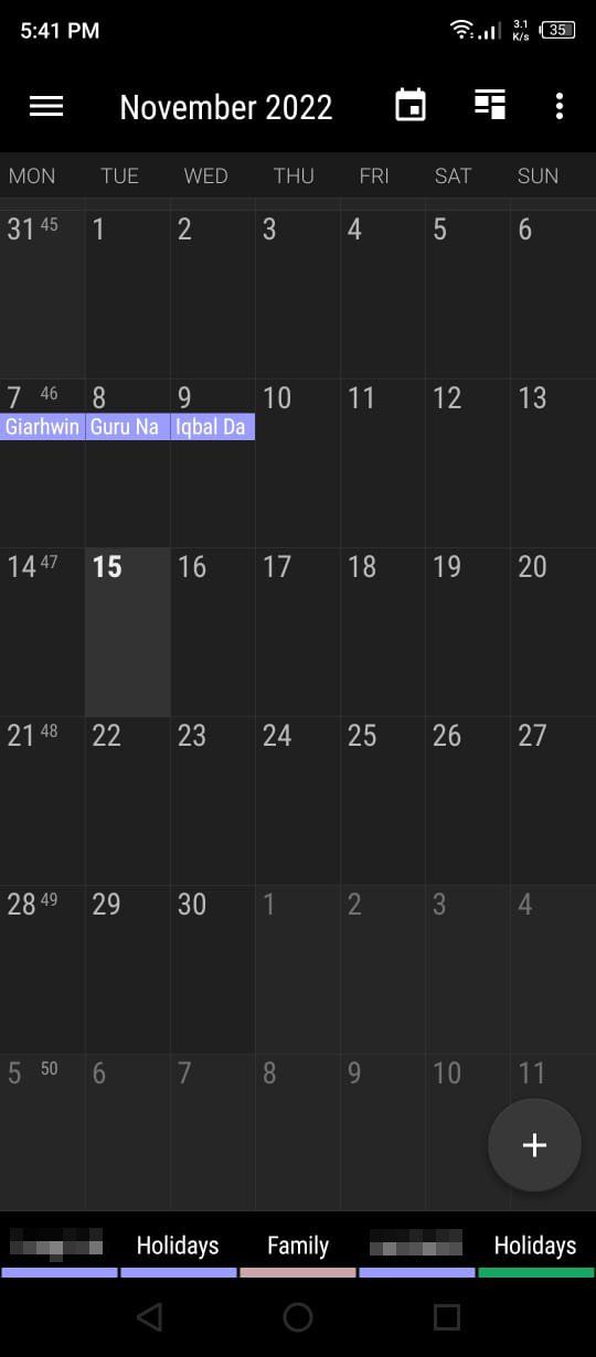 Business Calendar 2 - Home Screen