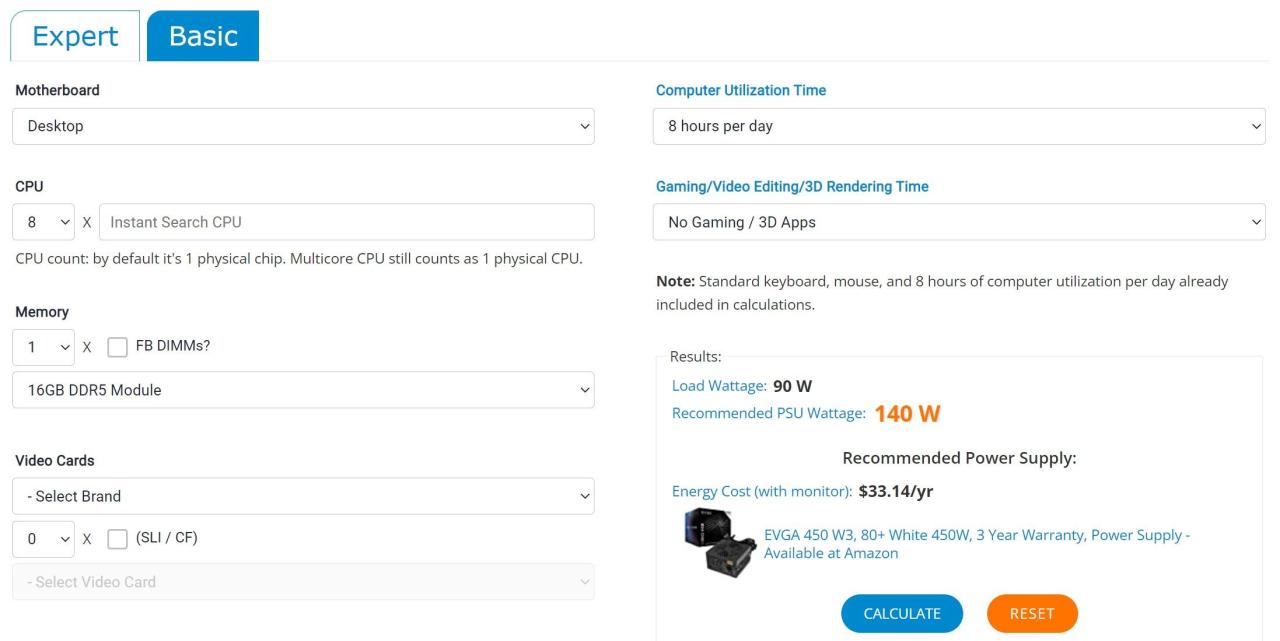 Calculating Power Consumption on OuterVision Power Measurement Tool