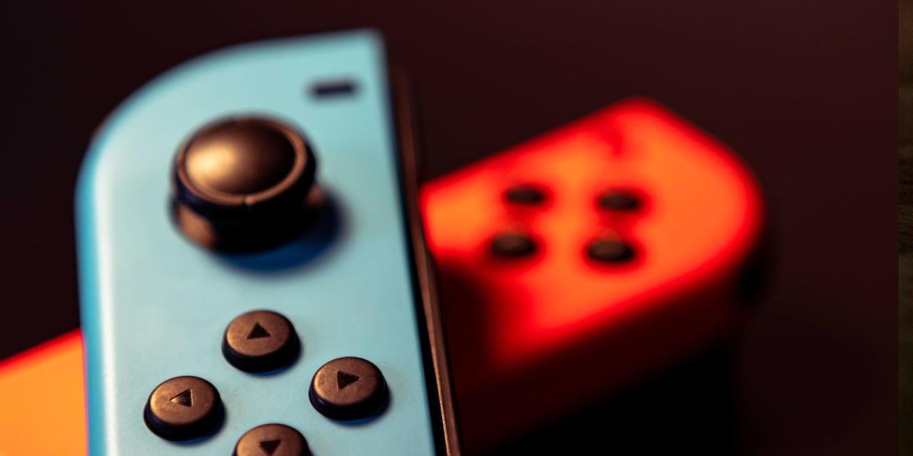 Close up of red and blue nintendo switch joy cons