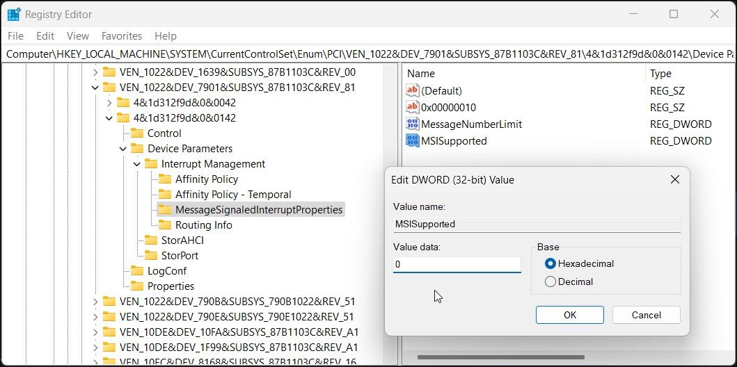 MSI supported value 0 registry editor