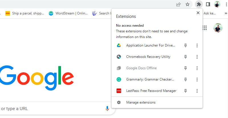 Opening Chrome extensions to Access Chrome Recovery Utility