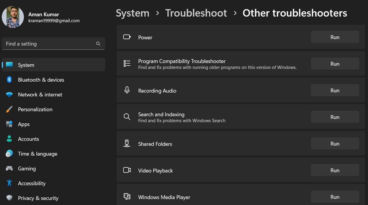 Program Compatibility Troubleshooter in the Settings menu