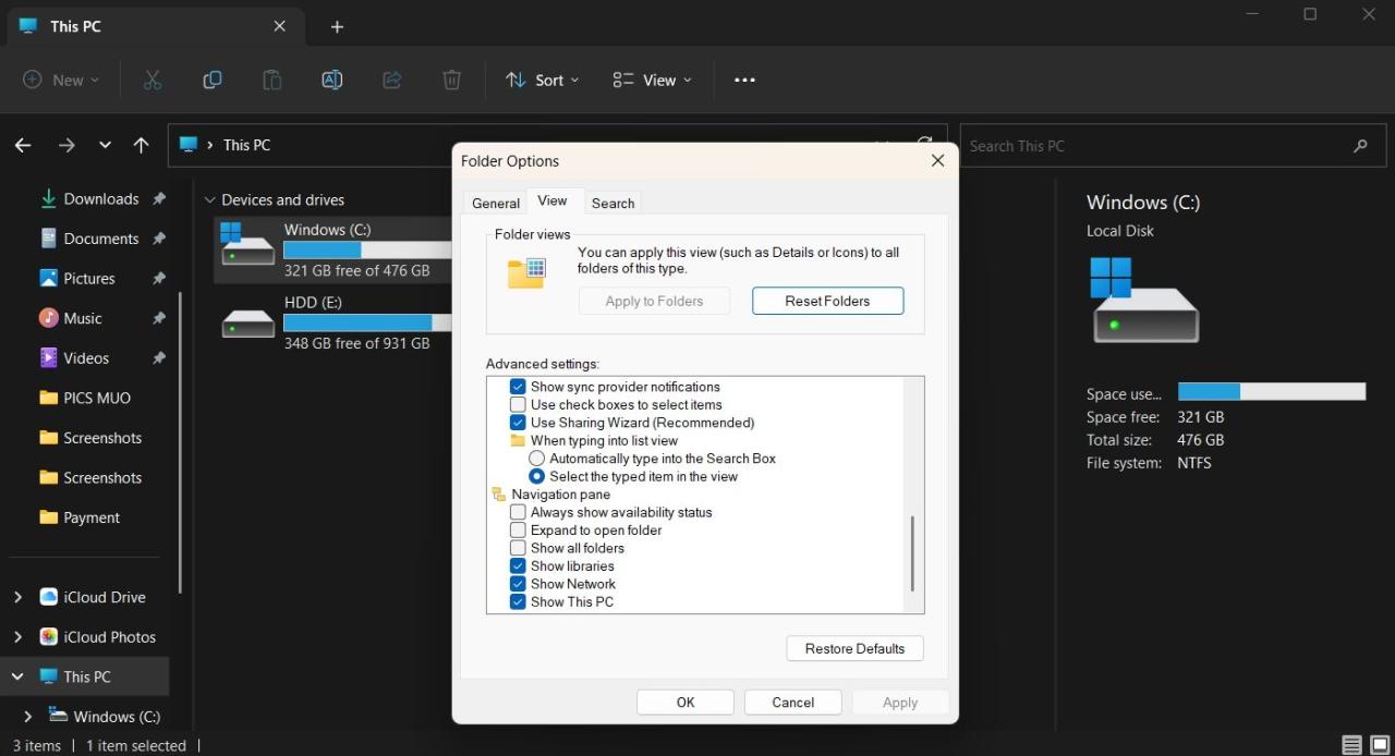 Show libraries option in file explorer