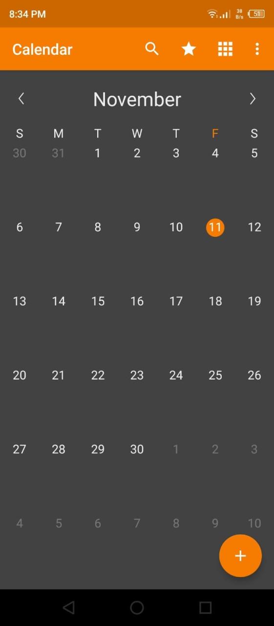 Simple Calendar - Home Screen