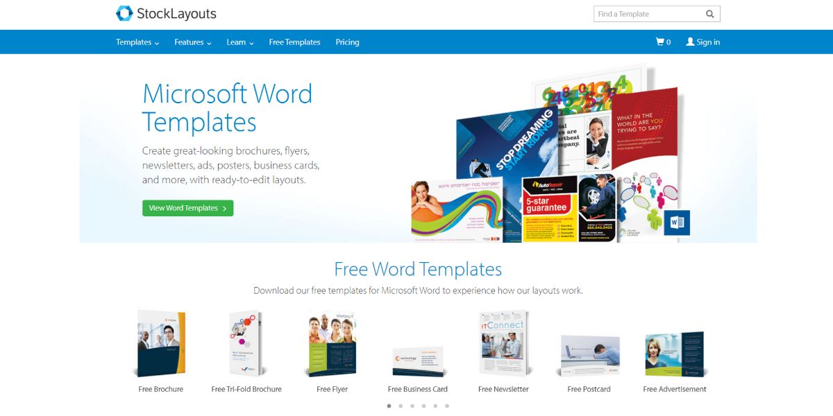 An image showing the Stock Layouts MS Word templates