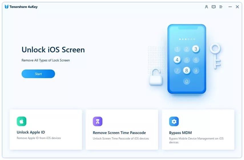Tenorshare 4uKey unlock iOS screen