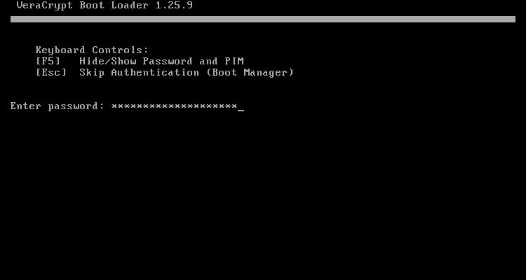 VeraCrypt Boot Loader screen